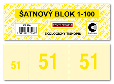 Šatnové bloky  1-100 čísel