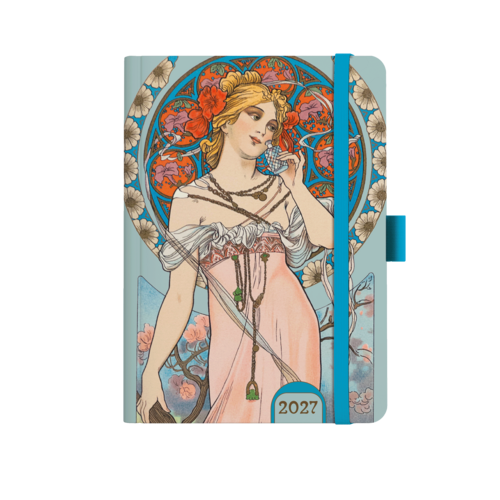 Týdenní diář A5 - Alfons Mucha 2027 - Modrý