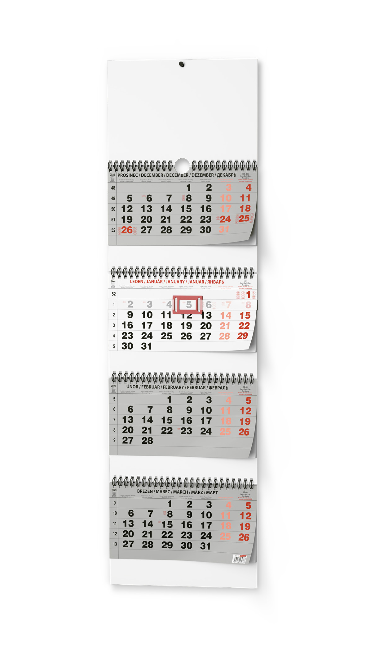 Nástěnný kalendář - Čtyřměsíční - skládaný (s mezinárodními svátky)