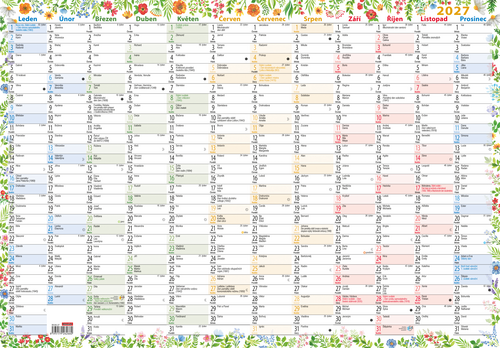 Nástěnný roční kalendář B1 - květiny