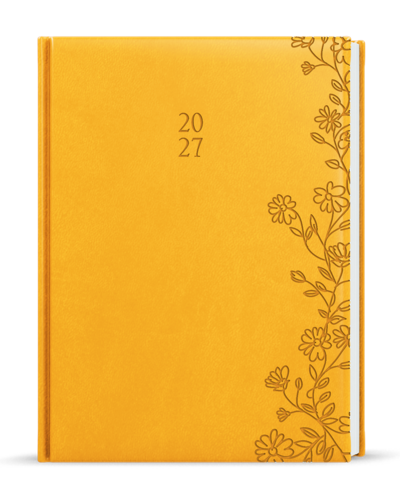 Denní diář - Adam - Vivella s ražbou - B6 - okrová - Květy