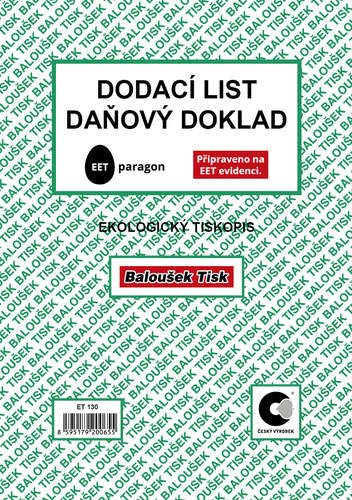 Dodací list - daňový doklad A5 - EET