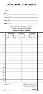 Docházkový list -  píchačka /oboustr./