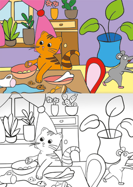 Omalovánka - A5 - Kočičí den