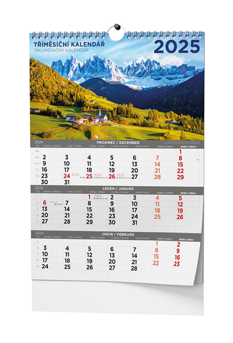Nástěnný kalendář - Tříměsíční - A3 - Obrázkový