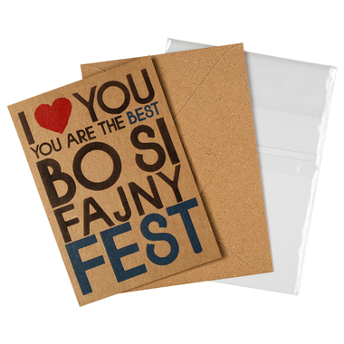 Přáníčko BeBechy - recyklovaný papír - Si fajny