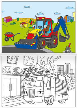 Omalovánka - A4 - se samolepkami - Autíčka