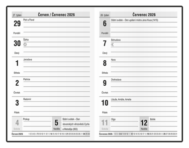 Týdenní diář - Gustav - PVC - černá