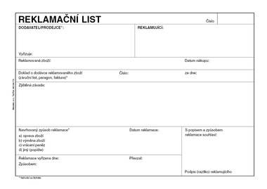 Reklamační list A5