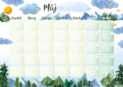 Měsíční plánovač A4 - Hory