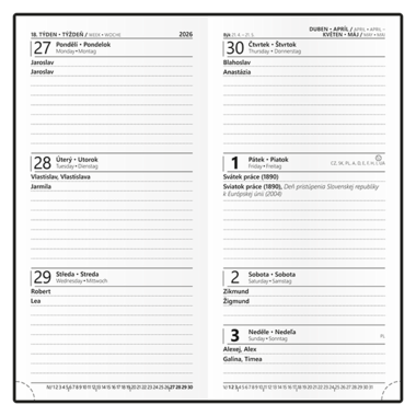 Týdenní diář - Jakub - Deny - kapesní - černá