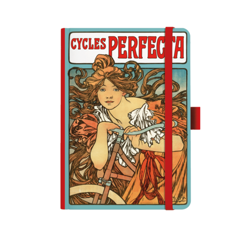 Notes A5 Premium 120g - Alfons Mucha 2027 - tečky - Červený 