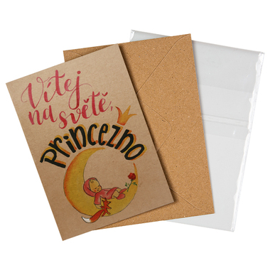 Přáníčko BeBechy – recyklovaný papír - Princezna