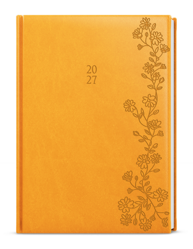 Týdenní diář - Oskar - Vivella s ražbou - A5 - okrová - Květy