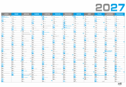 Nástěnný roční kalendář B1 - modrý