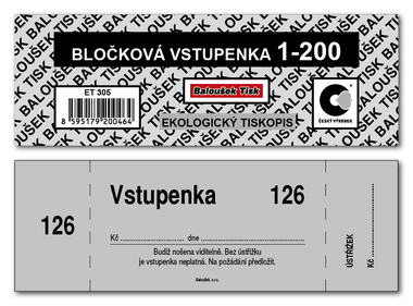 Bločkové vstupenky 1 - 200 čísel