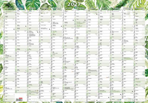 Nástěnný roční kalendář (600x420 mm) - Listy