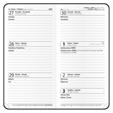 Týdenní diář - Jakub - Nuba - kapesní - šedá