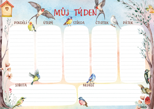 Týdenní plánovač A4 - Ptáčci
