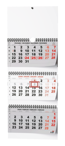 Nástěnný kalendář - Tříměsíční - skládaný (s mezinárodními svátky)            