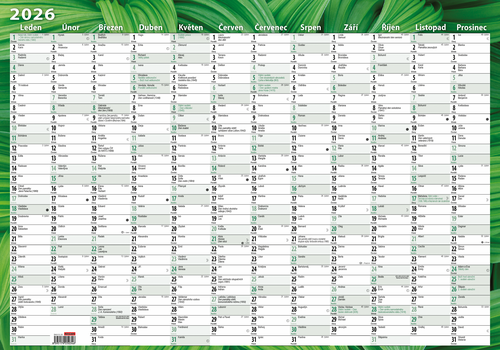 Nástěnný roční kalendář (600x420 mm) - Listy