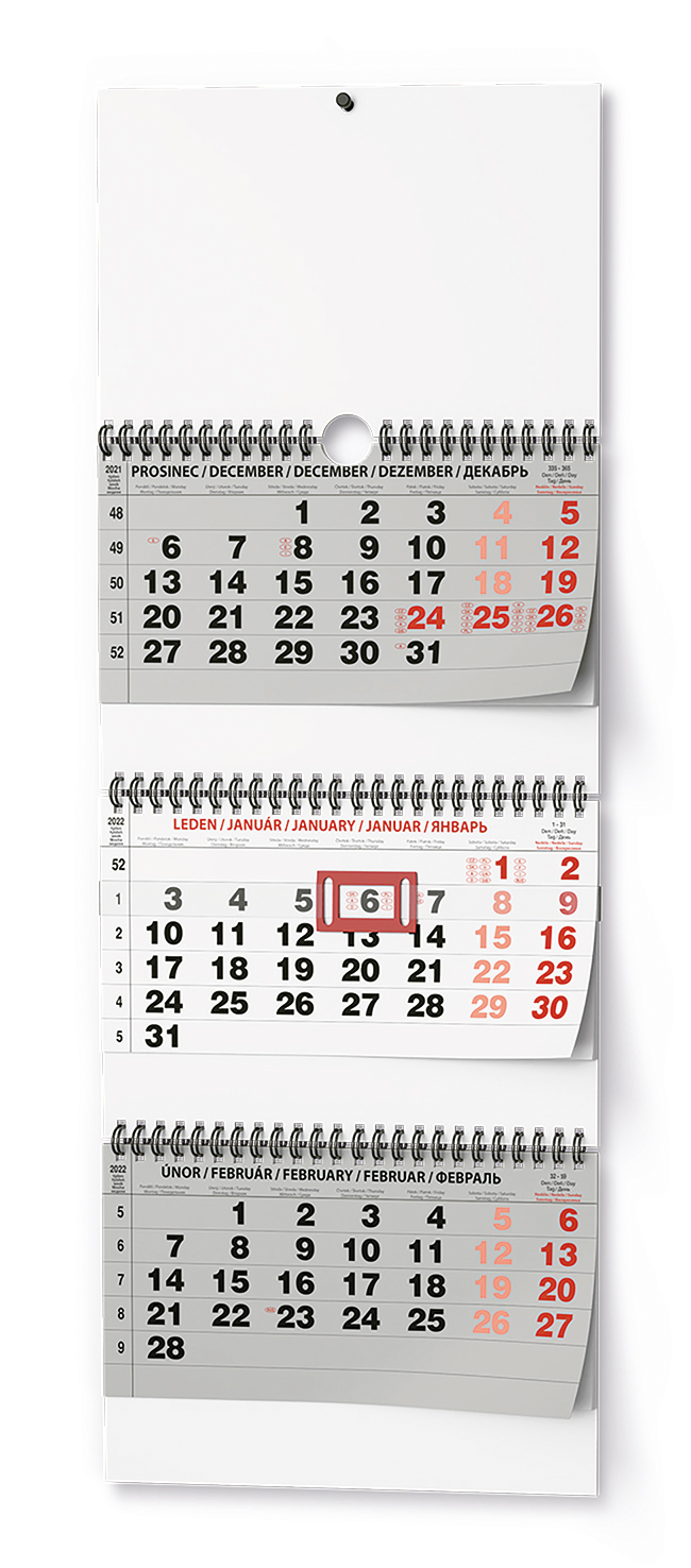 Nástěnný kalendář - Tříměsíční skládaný - s mez. svátky