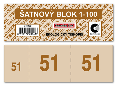 Šatnové bloky  1-100 čísel