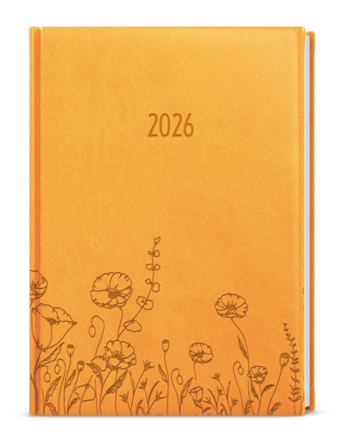 Týdenní diář - Oskar - Vivella s ražbou - A5 - okrová - Louka