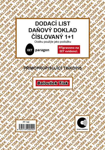 Dodací list - daňový doklad A5 čísl. - EET
