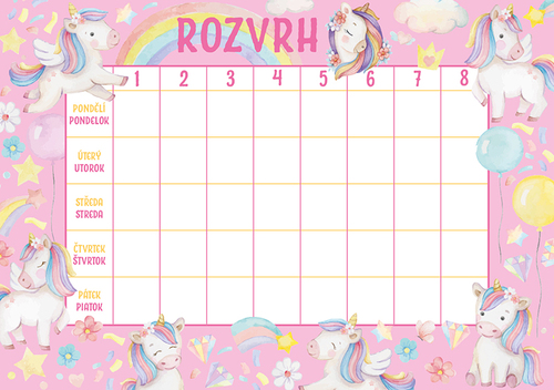 Rozvrh hodin Jednorožci