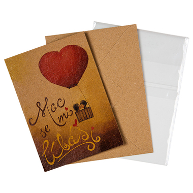 Přáníčko BeBechy - recyklovaný papír - Líbáš