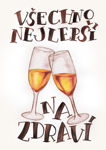 Přáníčko BeBechy - bílé - Na zdraví