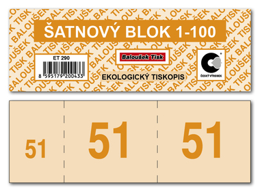 Šatnové bloky  1-100 čísel