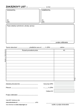 Zakázkový list A5 - EET