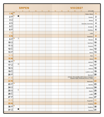 Měsíční diář - Božka - Color - Starorůžová