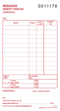 Paragon - daňový doklad číslovaný - EET
