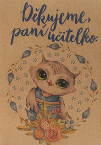 Přáníčko BeBechy – recyklovaný papír – Učitelka