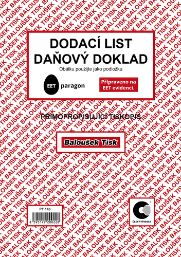 Dodací list - daňový doklad A5 - EET