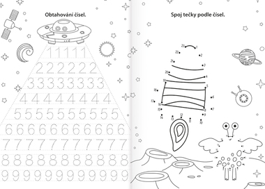 Omalovánka A4 - Procvičujeme čísla - Ve vesmíru