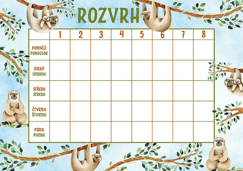 Rozvrh hodin Lenochodi