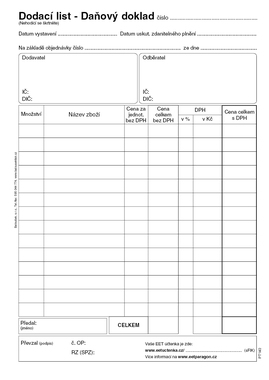 Dodací list - daňový doklad A5 - EET