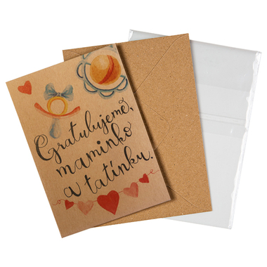 Přáníčko BeBechy – recyklovaný papír – Gratulujeme