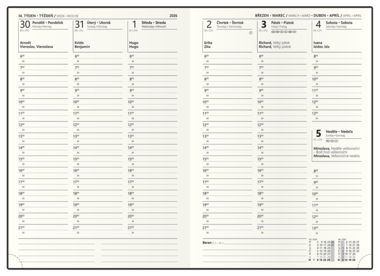 Týdenní diář - Oskar - Wood - A5 - světle hnědá