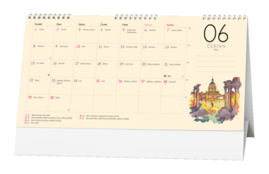 Stolní kalendář - Měsíční kalendář (měsíční kalendárium)