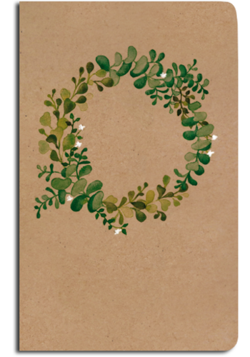 Notes prázdný - A5 - kraft - zelený věnec