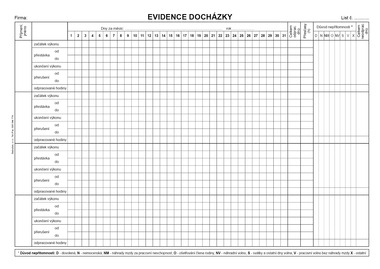Evidence docházky A4