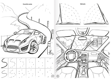 Omalovánka A4 - Grafomotorická - Auta