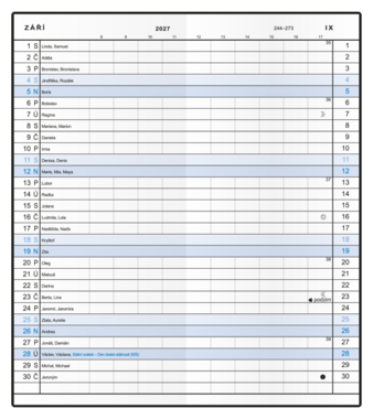 Měsíční diář - Xenie - PVC - černá