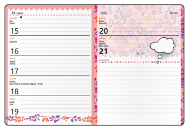 Týdenní diář - Student - V8 - lamino - kapesní - Růžový