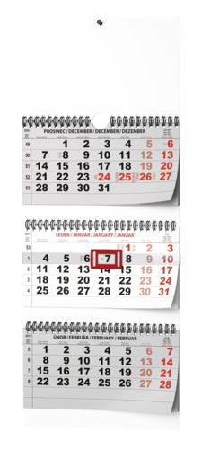 Nástěnný kalendář - Tříměsíční - skládaný (s mezinárodními svátky)        